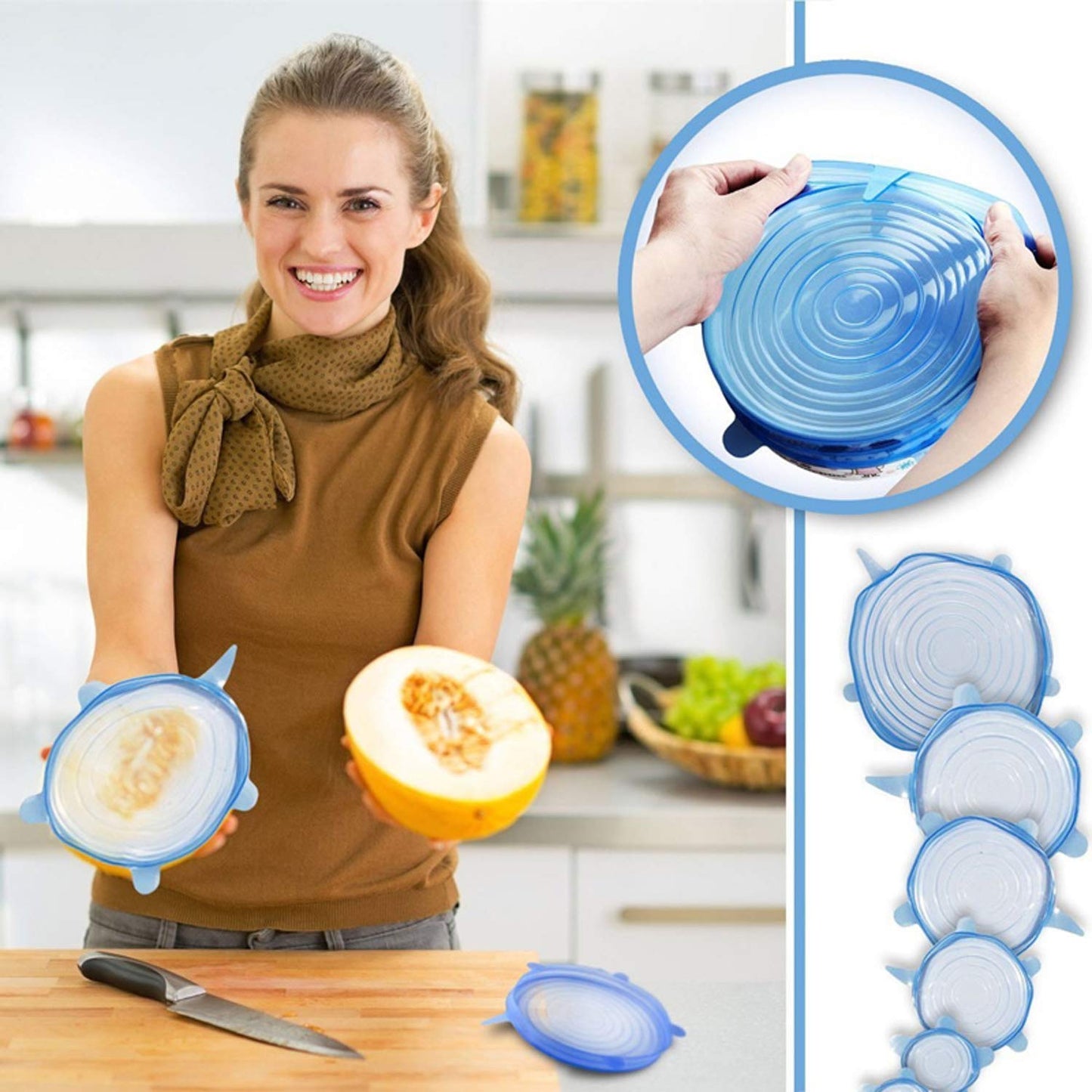 House of Quirk Reusable Silicone Durable Food Storage Covers for Bowls,