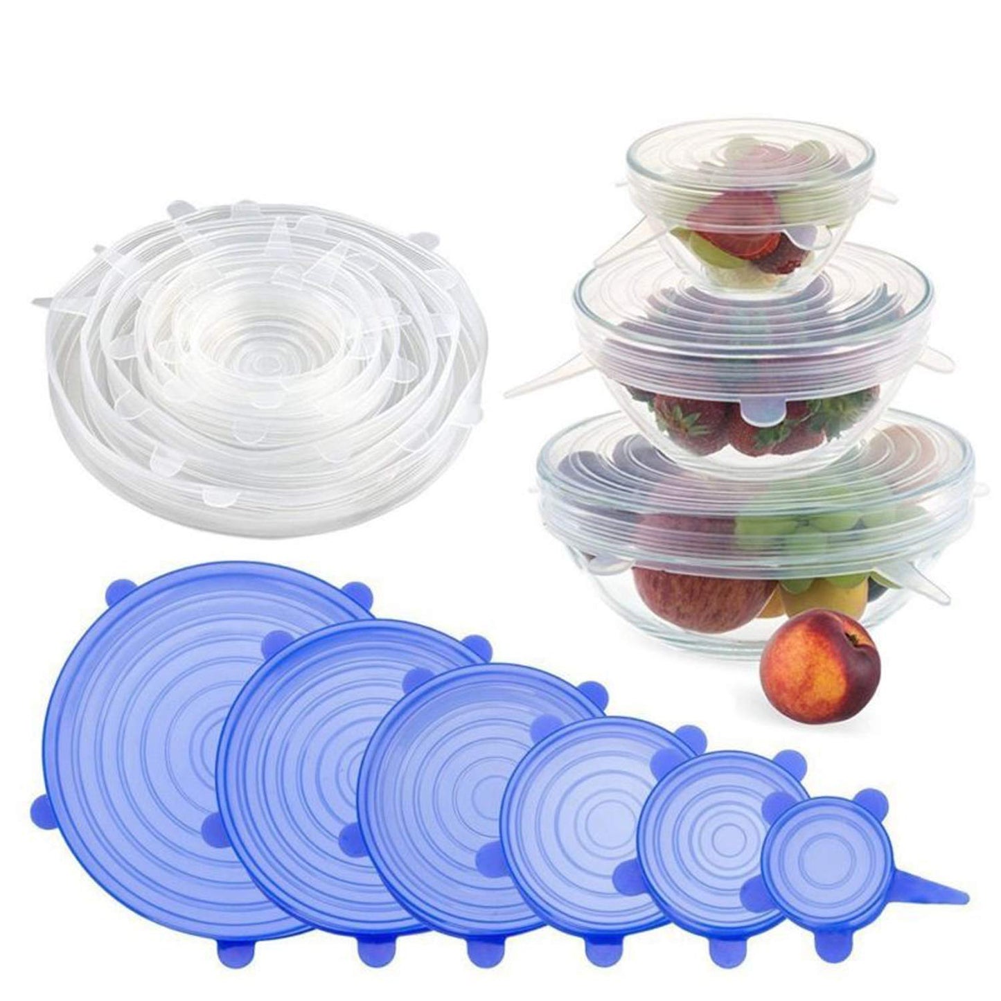 House of Quirk Reusable Silicone Durable Food Storage Covers for Bowls,