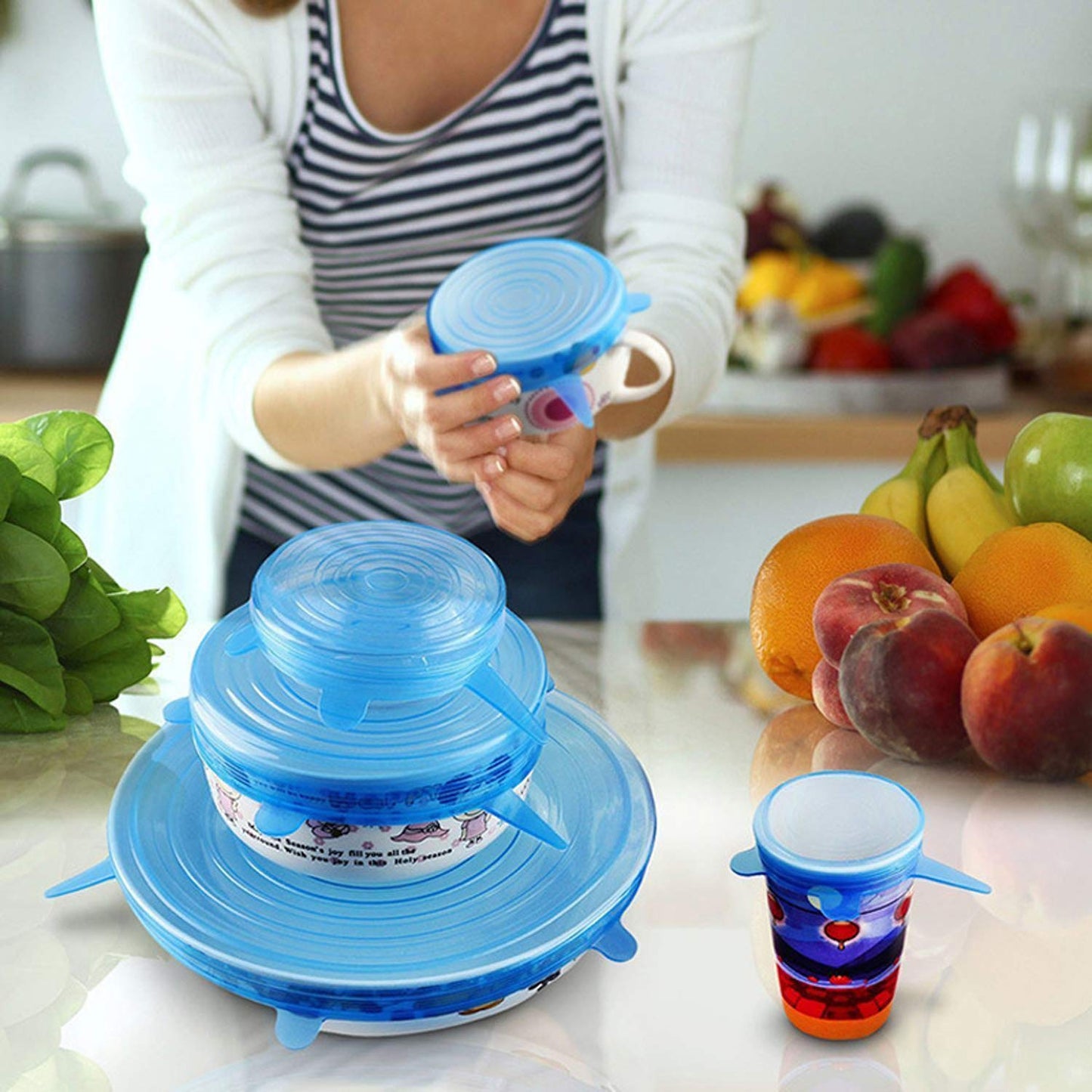 House of Quirk Reusable Silicone Durable Food Storage Covers for Bowls,